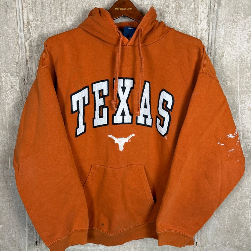 Old Varsity Brand Texas Longhorns Hoodie Burnt Orange Mens‎ XL Distressed UT
